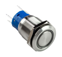 Купить Кнопка с фиксацией, подсветка синяя, 12 В, (упаковка из 10 шт.) арт. PB4212TLB_pkg_10
