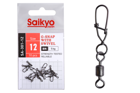 Купить Вертлюг с застежкой Saikyo SA-301-12 - 10 шт (5кг) арт. SA-301-12
