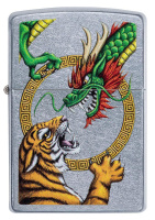 Купить Зажигалка ZIPPO Dragon Design с покрытием Street Chrome™, латунь/сталь, серебристая, 38x13x57 мм арт. 29837