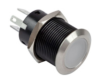 Купить Кнопка с фиксацией, подсветка белая, наклейки, 12 В, 20А, 19мм (упаковка из 10 шт.) арт. PB4511TLW_pkg_10