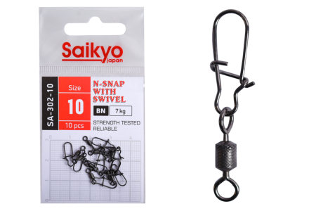 Купить Вертлюг с застежкой Saikyo SA-302-10 - 10 шт (7кг) арт. SA-302-10