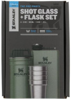 Купить Набор подарочный Stanley Adventure (фляга 0,23 л+стопки 4 шт по 59 мл+футляр), темно-зеленый арт. 10-01883-034