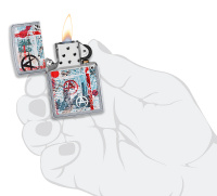 Купить Зажигалка ZIPPO Anarchy Design с покрытием Street Chrome™, латунь/сталь, серебристая, 38x13x57 мм арт. 49662