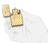 Купить Зажигалка ZIPPO Vintage Box Top с покрытием High Polish Brass, латунь/сталь, золотистая, 38x13x57 мм арт. 49075