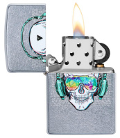 Купить Зажигалка ZIPPO Skull Headphone с покрытием Street Chrome™, латунь/сталь, серебристая, 38x13x57 мм арт. 29855