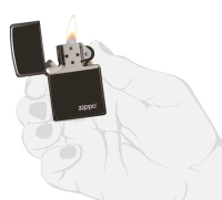 Купить Зажигалка ZIPPO Classic с покрытием Ebony™, латунь/сталь, чёрная с логотипом, глянцевая, 38x13x57 мм арт. 24756ZL