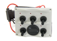 Купить Панель бортового питания 5 переключателей, индикация, вольтметр, белая арт. C10430W