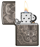 Купить Зажигалка ZIPPO Elephant Fancy Fill Design с покрытием Black Ice®, латунь/сталь, чёрная, 38x13x57 мм арт. 49074