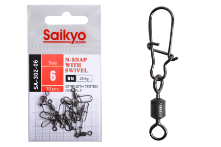 Купить Вертлюг с застежкой Saikyo SA-302-06 - 10 шт (15кг) арт. SA-302-06
