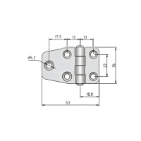 Купить Петля неразъемная SUNFINE с накладкой 59x40x2 мм, асимметричная арт. SF31043