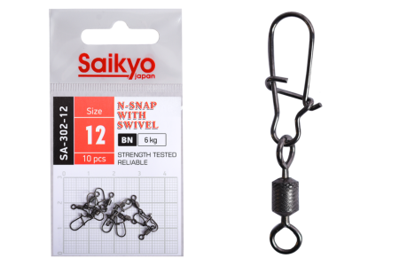 Купить Вертлюг с застежкой Saikyo SA-302-12 - 10 шт (6кг) арт. SA-302-12