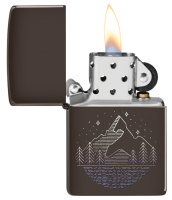 Купить Зажигалка ZIPPO Mountain Design с покрытием Brown, латунь/сталь, коричневая, матовая, 38x13x57 мм арт. 49633