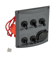 Купить Панель бортового питания 5 переключателей, разъем прикуривателя, предохранители (упаковка из 6 шт.) арт. 10160-BK_pkg_6