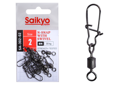 Купить Вертлюг с застежкой Saikyo SA-302-02 - 10 шт (30кг) арт. SA-302-02