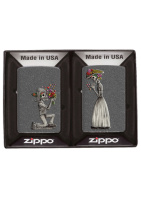 Купить Набор ZIPPO Влюбленные зомби из двух зажигалок с покрытием Iron Stone™, серые, матовые арт. 28987