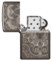 Купить Зажигалка ZIPPO Elephant Fancy Fill Design с покрытием Black Ice®, латунь/сталь, чёрная, 38x13x57 мм арт. 49074