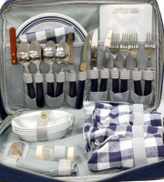 Купить Термосумка с набором для пикника Fiesta Gurman, 4 персоны, синяя арт. FL-003