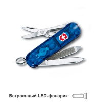 Купить Нож-брелок VICTORINOX Signature Lite, 58 мм, 7 функций, полупрозрачный синий арт. 0.6226.T2