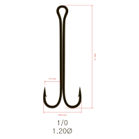 Купить Крючки Saikyo двойн.Long Shank KH-11040  BN №  1/0 (50шт) арт. KH-11040-1/0-50