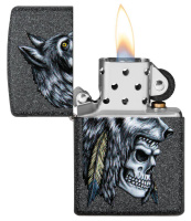 Купить Зажигалка ZIPPO Wolf Skull с покрытием Iron Stone™, латунь/сталь, серая, матовая, 38x13x57 мм арт. 29863