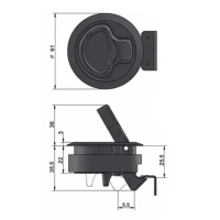 Купить Замок потайной SUNFINE 61x35мм без ключей, черный пластик арт. SF31111-1