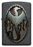 Купить Зажигалка ZIPPO Metal Dragon Shield Design с покрытием Iron Stone™, латунь/сталь, серая, 38x13x57 мм арт. 49072