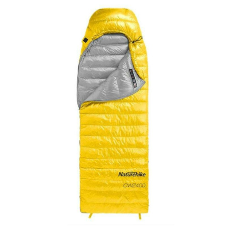 Купить Мешок спальный  Naturehike CWZ400 NH19W400-Z с пуховым конвертом  L желтый, молния слева, 6927595765364L арт. 6927595765364L