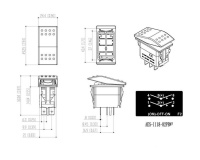 Купить Переключатель трехпозиционный (ON)-OFF-ON 12В/20А 6Р без фиксации 1 положения арт. AES111882PBM1