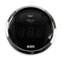 Купить Указатель давления масла цифровой 0-5 бар; черный циферблат; нержавеющий ободок; д. 52 мм арт. JMV00282_KY15042