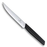 Купить Нож для стейка и пиццы VICTORINOX Swiss Modern, 12 см, с волнистой кромкой, чёрный арт. 6.9003.12W