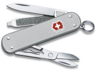 Купить Нож-брелок VICTORINOX Classic Alox, 58 мм, 5 функций, алюминиевая рукоять, серебристый арт. 0.6221.26