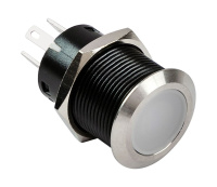 Купить Кнопка без фиксации, подсветка белая, наклейки, 12 В, 20А, 19мм (упаковка из 10 шт.) арт. PB4511TW_pkg_10