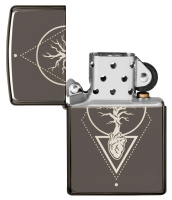 Купить Зажигалка ZIPPO Heart of Tree с покрытием Black Ice®, латунь/сталь, чёрная, глянцевая, 38x13x57 мм арт. 49687