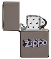 Купить Зажигалка ZIPPO Zippo Design с покрытием Black Ice®, латунь/сталь, чёрная, глянцевая, 38x13x57 мм арт. 49417
