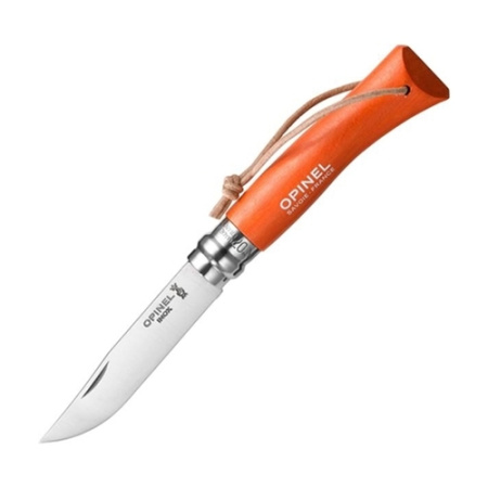 Купить Нож Opinel №7 Trekking, нержавеющая сталь, кожаный темляк, оранжевый, 001443 арт. 001443