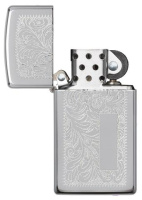 Купить Зажигалка ZIPPO Slim® Venetian® с покрытием High Polish Chrome, латунь/сталь, 29x10x60 мм арт. 1652