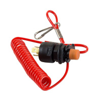 Купить Кнопка аварийной остановки с чекой, 12 В 12-15 А, НЗ/НР (упаковка из 10 шт.) арт. AES121312B_pkg_10