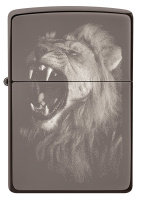 Купить Зажигалка ZIPPO Lion Design с покрытием Black Ice®, латунь/сталь, чёрная, глянцевая, 38x13x57 мм арт. 49433