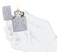 Купить Зажигалка Zippo Butterfly and Wolf с покрытием Satin Chrome, латунь/сталь, серебристая арт. 49591