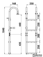 Купить Трап складной с горизонтальным креплением, 4 ступени ироко (ширина 250мм.) арт. 040118T