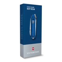 Купить Нож-брелок VICTORINOX Classic SD Colors "Deep Ocean", 58 мм, 7 функций, полупрозрачный синий арт. 0.6223.T2G