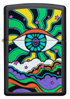 Купить Зажигалка ZIPPO Black Light Eye с покрытием Black Matte, латунь/сталь, чёрная, матовая, 38x13x57 мм арт. 49699