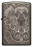 Купить Зажигалка ZIPPO Elephant Fancy Fill Design с покрытием Black Ice®, латунь/сталь, чёрная, 38x13x57 мм арт. 49074