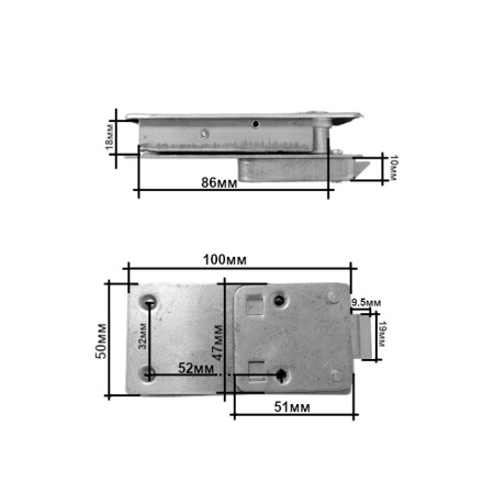 Купить Замок врезной SUNFINE 27x100x50 мм с ключами для рундуков и шкафчиков арт. SF31081