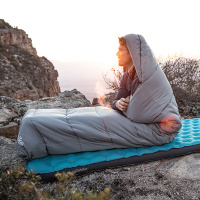 Купить Ультралёгкий спальный мешок Naturehike CNK2350WS023 M400 хлопковый с капюшоном весна осень серый, молния справа арт. 6927595776056