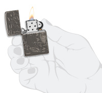 Купить Зажигалка ZIPPO Armor® Wicca Design с покрытием Black Ice®, латунь/сталь, чёрная, 38x13x57 мм арт. 49689